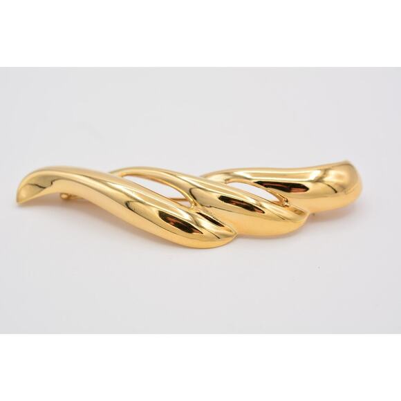 Givenchy Vintage Pin Brooch 4" Large Gold Tone Abstract Wave Chunky Signed BinAT - Picture 5 of 12